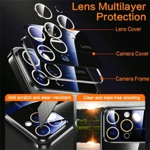 1 个黑色磁性镀层硬壳保护壳，带大窗口，玻璃相机镜头保护，透明 PC 硬壳，超薄，防指纹，防尘，防刮擦，兼容 iPhone 15 Pro/15 Pro Max/15 Plus/15/14 Pro/14 Pro Max/14 Plus/14/13 Pro/13 Pro Max/13/12 Pro/12 Pro Max/12/11 Pro Max/11/11 Pro - 黑色 - 查看 4