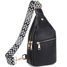 ►Perfect Size And Pockets - This Cross Body Bag Measures 11.4 X 5.9 X 2.8 In/29 X 15 X 7cm, Making It Lightweight And Compact Enough To Carry Around Easily. It Has 2 Zip Pockets, 1 Magnetic Pocket, 1 Front Zip Pocket, And 1 Back Zip Pocket, Along With Built-In Card Slots, Providing Ample Space To Store Your Phone, Wallet, Sunglasses, Cash, Coins, Cards, Keys, Passport, Lipstick, Etc Essentials. Plus, A Headphone Hole At The Top Of The Back Of The Leather Sling Bag Provides Added Convenience. - 黑色 - 查看 1
