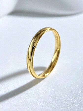 1pc Minimalist S925 Sterling Silver Plain Gold Ring, Exquisite Jewelry, Gift For Women