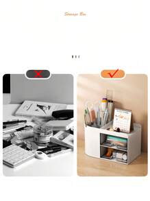 1pc 桌面收纳盒 笔筒 手机收纳 美妆收纳 化妆品整理架 化妆品展示架 学生宿舍收纳盒 文具收纳 适用于笔 小工具 化妆品 彩妆蛋 粉扑 口红 眼影 多功能收纳盒 - 彩色 - 查看 6