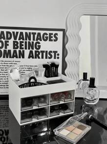 1pc 桌面收纳盒 笔筒 手机收纳 美妆收纳 化妆品整理架 化妆品展示架 学生宿舍收纳盒 文具收纳 适用于笔 小工具 化妆品 彩妆蛋 粉扑 口红 眼影 多功能收纳盒 - 彩色 - 查看 8