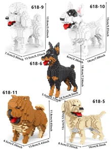 1 pieza Bloques de construcción de animales tipo perro (Chow Chow/Bulldog/Caniche/Labrador/Salchicha/Bulldog/Doberman/Perro de caza) mascota de compañía, juguete de construcción creativo y educativo, regalo de cumpleaños, decoración de habitación, Bulldog francés, juguetes para perros, bloques de construcción, Bulldog francés, bloques de construcción, Doberman