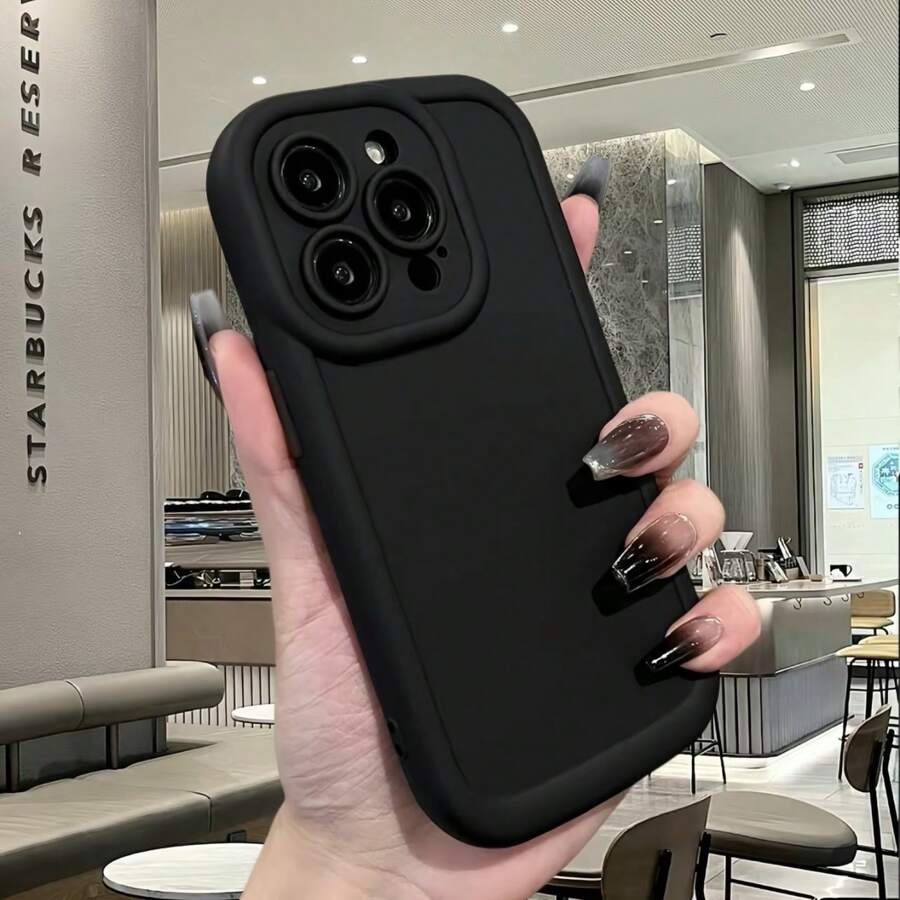 Solid Black Versatile Matte Phone Case, Fully Enclosed With Precision Holes, Shock Absorption And Anti Drop, Compatible With Apple, Compatible With Iphone 11, 13, 14, 15 Series - Black - View 1
