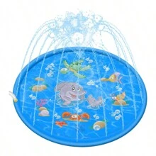 Alberca Tapete Acuático 170cm*170cm Chapoteadero Rociar Agua Al Aire Libre Tapete A Prueba De Salpicaduras Inflable El Mejor Juguete Para Vacaciones Fines De Semana Divertido - AZUL 170CM - Ver 1