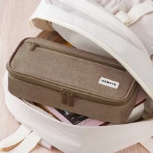 Large Pencil Case,Pencil Pouch With Zipper Compartments,Aesthetic Pencil Case For Adults,Stationery Pouch Pen Case For Office,Suitable For Junior High School Primary School Boys And Girls College Student - 卡其色 - 查看 7