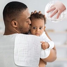 3 件/套婴儿拍嗝巾 - 男女通用，6 层平纹细布设计，吸水性强，柔软舒适，适用于拍嗝、毛巾、面巾 - 彩色 - 查看 9