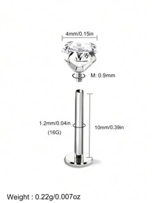 1颗16G极简主义锆石耳钉，316L不锈钢材质，适用于耳垂、耳骨、唇部穿孔，女士日常配饰 - 方晶鋯石耳環 - 查看 18