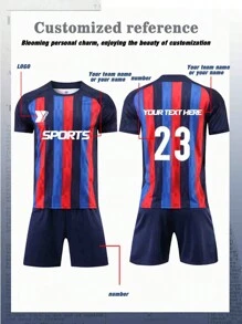 Equipación de clubes de fútbol de la Copa del Mundo, equipo deportivo profesional, camiseta en estilo novio que puede personalizarse especialmente con su nombre, número, logotipo y cualquier patrón que necesite imprimir en la ropa. Ropa de entrenamiento de competición personalizada disponible, admitiendo personalización de equipos - Azul - Ver 2