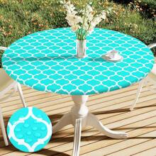 SUNFANS 1pc Round Moroccan Style Vinyl Table Cover, Multiple Colors & Sizes Available, Waterproof Elastic Fitted Tablecloth With Flannel Backing, Wipeable PVC Tablecloth, Suitable For Camping, Indoors & Outdoors - Multicolor - View 16