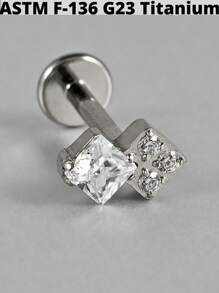 1PC Marquise Cubic Zirconia G23 Solid Titanium Cartilage Earrings Stud 16G Internally Threaded Three Cubic Zirconia Helix Cz Cubic Zirconia Flower Ear Tragus Piercing Jewelry - As Shown - View 17