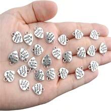 20 pièces/50 pièces/100 pièces Étiquettes pendentifs en forme de cœur plaqué argent avec inscription "Made With Love" pour la fabrication de bijoux DIY