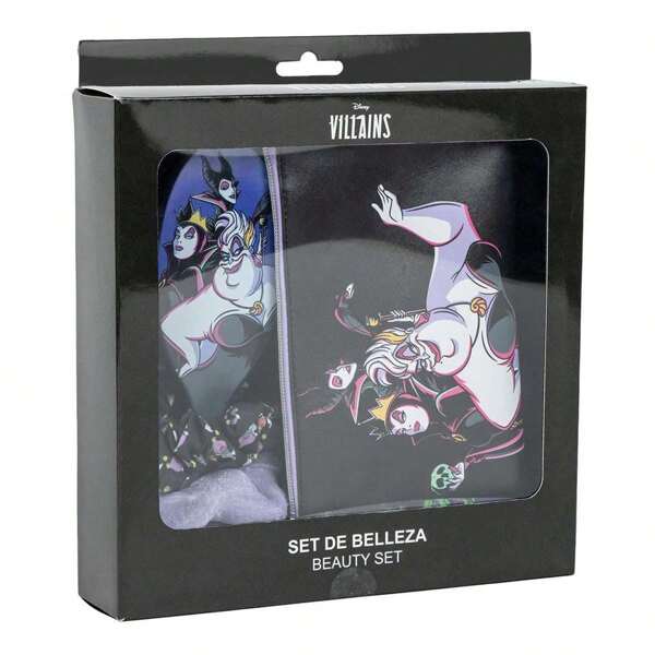 Set di bellezza dei Cattivi Disney. Include borsa da toilette, spazzola ed elastici per capelli. 20,0 X 21,6 X 4,0 Cm (Cerdá 2500002899)