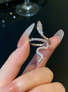 Gothic Shining Snake Ring Inlaid  Adjustable Cuff Ring Unique Jewelry For Men And Women Special Party Decor