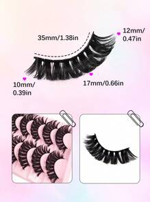 Rikuaild 10 pares de pestañas postizas largas y cruzadas de efecto D-Curl, gruesas, que crean un efecto voluminoso y 3D, reutilizables - Pestañas Cruzadas - Ver 3