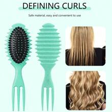 Curling Brush, Define Styling Brush, Curl Defining Brush For Natural 4c Hair, Curly Hair Bristle Brush Styling Comb, Shaping Curls For Women And Men Less Pulling - Green - View 2