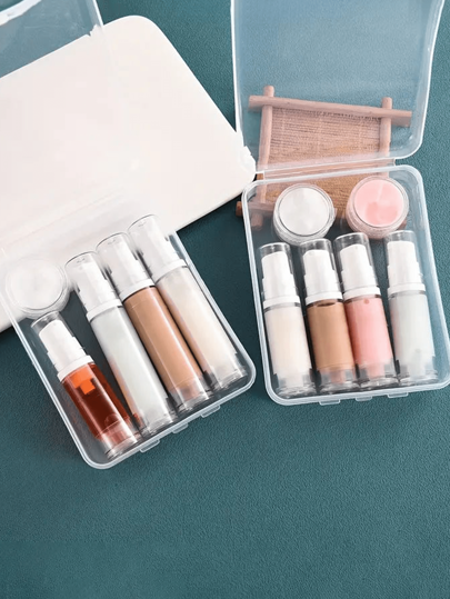 1pc/5pcs/6pcs 5ml/10ml 迷你旅行透明化妆品按压泵瓶 面霜瓶，化妆品分配器套装，真空压力瓶，便携式旅行分配器瓶带盒，适用于乳液、护肤品、眼霜、精华液、粉底护肤品，外出旅行必备用品 旅行必需品 学校用品 节日露营 节日必需品 度假配件 女士香水 男士香水 海滩香水
