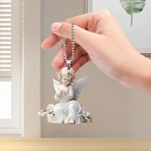 1pc Beautiful Little Angel 2D Acrylic Flat Car Rearview Mirror Ornament, Keychain, Backpack Decoration Gift Accessory - Multicolor - View 2