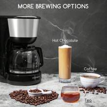 Aigostar Filter Coffee Machine Drip Coffee Maker 1.25L, 40Mins Keep Warm, Anti-Drip Function,Reusable Filter, Pour Over Technology, 1000W - Chocolate - UK Plug(220-240V) - View 6