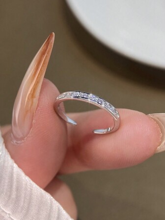 1PC S925 Sterling Silver Fine Simple Fine Loop Diamond Toe Ring Adjustable Toe Ring Suitable For Summer Seaside Wear