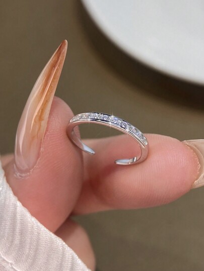 1PC S925 Sterling Silver Fine Simple Fine Loop Diamond Toe Ring Adjustable Toe Ring Suitable For Summer Seaside Wear