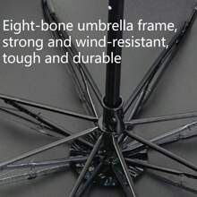 1 件优雅铝箔羽毛图案雨伞，8 骨黑色防紫外线可逆折叠遮阳伞，两用遮阳防雨伞，女士创意遮阳伞，防水，适合旅行，摄影道具 - 彩色 - 查看 6