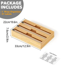 Wrap Dispenser With Cutter, 3-In-1 Food Dispensers, Plastic Wrap, Parchment Paper, Aluminum For Kitchen - Multicolor - View 2