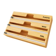 Wrap Dispenser With Cutter, 3-In-1 Food Dispensers, Plastic Wrap, Parchment Paper, Aluminum For Kitchen - Multicolor - View 3