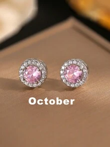 jealous young 1 Par de Brincos Redondos Clássicos com Pedra de Nascimento de Zircônia Cúbica em 12 Cores para Mulheres e Meninas, Brinco Luxuoso de Presente de Joias de Volta às Aulas para Casamentos, Noivados, Aniversários e Festas.