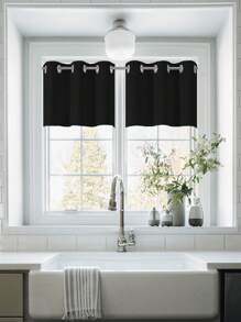 Estelar Textiler 2片紫色金属环遮光窗帘，适用于卧室和客厅 - 纯色隔热遮光窗帘 - 黑色 - 查看 16