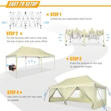 3m X 6m Pop Up Gazebo With Sides 3m X 6m Pop Up Gazebo With Sides Commercial Outdoor Garden UV 50+ - 卡其色 - 查看 9