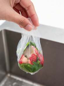 100个装厨房水槽过滤网袋，一次性水槽过滤网袋，水槽网过滤袋，一次性水槽过滤网袋，水槽垃圾网袋，带收纳盒的水槽过滤袋，厨房用涤纶水槽过滤网 - 白色 - 查看 7