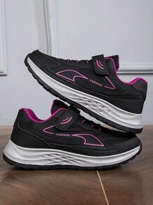 Zapatos para caminar para personas mayores, zapatos de suela blanda para mujeres mayores en primavera y otoño, zapatos casuales deportivos de cuero con antideslizantes y resistentes al desgaste - negro morado - Ver 2