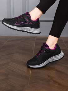 Zapatos para caminar para personas mayores, zapatos de suela blanda para mujeres mayores en primavera y otoño, zapatos casuales deportivos de cuero con antideslizantes y resistentes al desgaste - negro morado - Ver 10