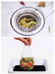 100个装厨房水槽过滤网袋，一次性水槽过滤网袋，水槽网过滤袋，一次性水槽过滤网袋，水槽垃圾网袋，带收纳盒的水槽过滤袋，厨房用涤纶水槽过滤网 - 白色 - 查看 6