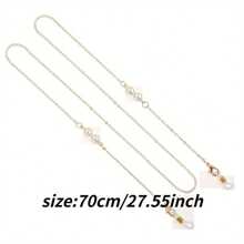 1入組簡約珍珠眼鏡鏈，口罩繩鏈，眼鏡掛繩鏈掛頸眼鏡繩，防滑鏈，夾珠眼鏡鏈 - 常規款 - 查看 2