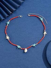 1 件女士波西米亚串珠海星贝壳项链海滩防水彩色项链日常珠宝 - 彩色 - 查看 11