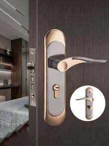 1PC Modern Front Door Lock Set Double Door Lock Set Door Handle Set With 3 Keys - Multicolor - View 1