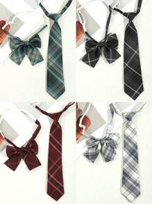 2 件装女士经典条纹 JK 制服学院风领结套装学生青少年英伦风格格子女孩领带校园配饰女士 - 多色 - 查看 1