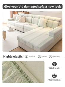 1pc Elastic Sofa Cover Suitable For All Seasons, Fully Covered, Water-Resistant Sofa Cushion Cover, Machine Washable, Non-Fading, Non-Shedding, Suitable For Bedroom, Office, Living Room L-Shaped Sofa And 1/2/3/4 Seater, Home Decoration, Pet-Friendly Protection Cover - Green - View 9