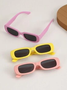 3pcs Kids Square Frame Glasses, Suitable For Boys & Girls, For Party, Daily Life And Outdoor Travel, Minimalist Fashion Eyewear - Multicolor - View 6