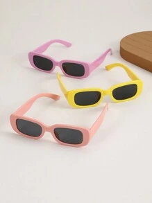 3pcs Kids Square Frame Glasses, Suitable For Boys & Girls, For Party, Daily Life And Outdoor Travel, Minimalist Fashion Eyewear - Multicolor - View 5