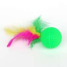New Cat Toy Feather Golf Ball With Rustling Sound, Scratching And Self-Entertaining Toy For Cats And Other Pets - Multicolor - View 3