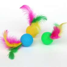 New Cat Toy Feather Golf Ball With Rustling Sound, Scratching And Self-Entertaining Toy For Cats And Other Pets - Multicolor - View 4