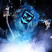 1Pack Halloween Purge Cold Light Mask One-Eye Masks ,Halloween Scary Mask,Led Light Up Masks For Festival Cosplay - Blue + Green + Red - View 6
