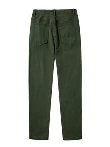 Men's Fashionable Slim-Fit Stretchy Capri-Length Jeans, American Style Casual Wear - Army Green - View 3