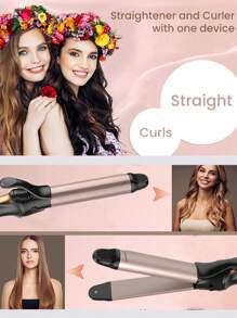 PinkSings 2 In 1 Hair Straightener And Curler, Hair Curling Iron & Ceramic Flat Iron In One With Adjustable Temperature,Auto Shut-Off For All Hair Types, Fast Heating - US A Type Plug(110-127V) - View 3