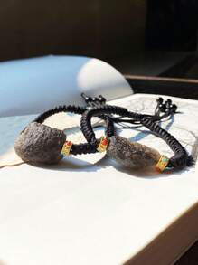 1 Vòng tay dệt thiên thạch thời trang bằng đá tự nhiên Thích hợp để tặng quà, đi kèm hộp quà và túi bảo quản trang sức - Xem 3