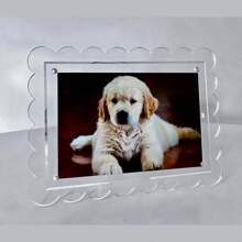 Scalloped Photo Frame With Magnetic Tabletop Display , Horizontal Or Vertical Display For High Definition Minimalist Pictures. - Clear - View 7