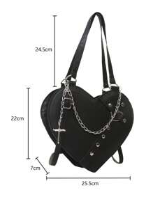 Bolso de hombro con forma de corazón de uñas de de moda - Negro - Ver 5