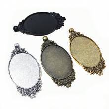2 cái đế gắn mặt đá cabochon mặt dây chuyền hình oval, kích thước trong 30x40mm, bằng kim loại, phụ kiện làm trang sức DIY - 30x40mm - Xem 6